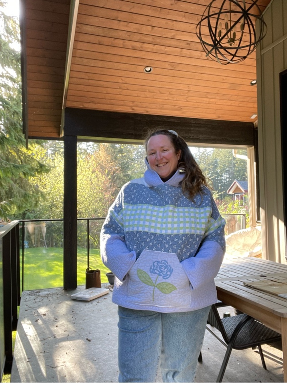 Handmade Lavender Quilted Floral Pullover hoodie OS